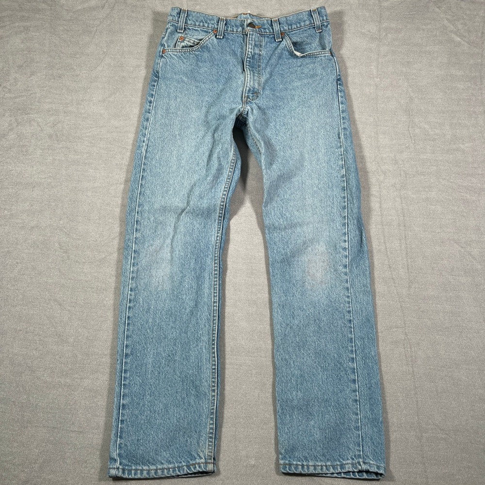 Levi's 505 Regular Fit Orange Tab Straight Leg Jeans Mens 34x32 Blue Made in USA